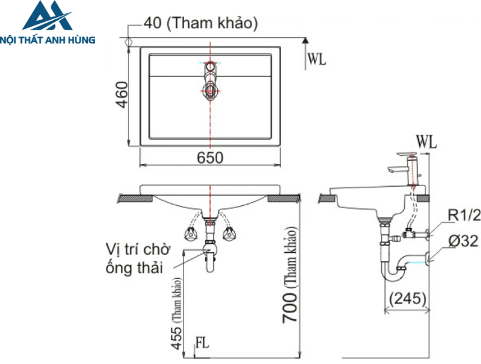 Chậu Rửa Lavabo Inax AL-2397V Dương Vành Aqua Ceramic