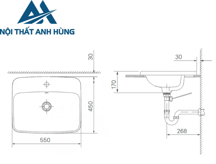 Chậu Rửa Lavabo Inax AL-2398V Dương Vành Aqua Ceramic