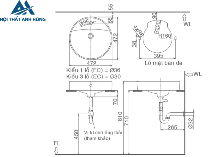Chậu Rửa Lavabo Inax AL-294V Để Bàn Aqua Ceramic
