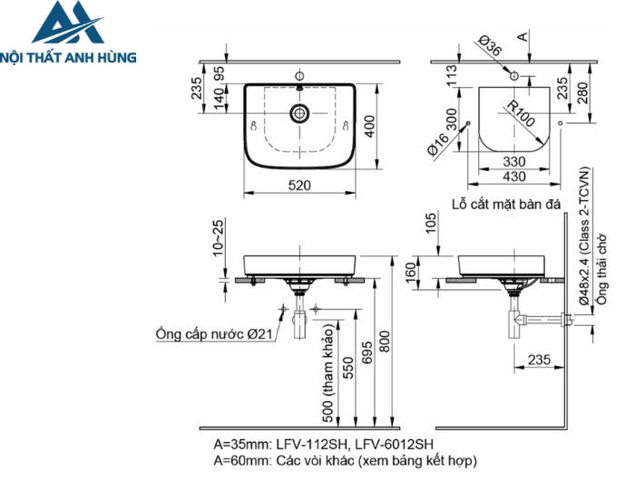 Chậu Rửa Lavabo Inax AL-638V Đặt Bàn Aqua Ceramic