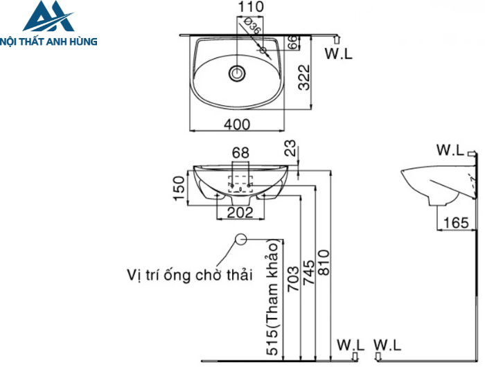 Chậu Rửa Lavabo Inax L-280V  Treo Tường