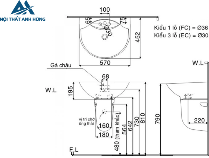 Chậu Rửa Lavabo Inax L-288V Treo Tường