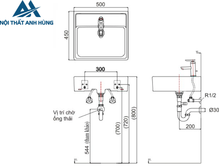 Chậu Rửa Lavabo Inax L-293V Đặt Bàn Chữ Nhật