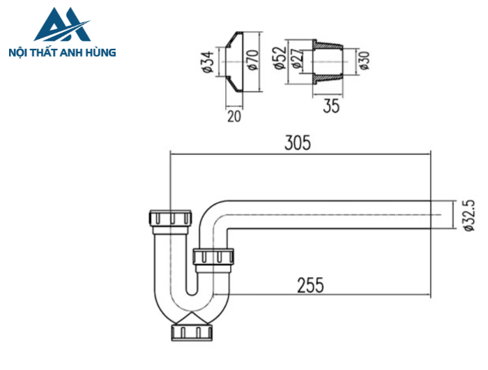 Co Chữ P INAX A-325PL Nhựa