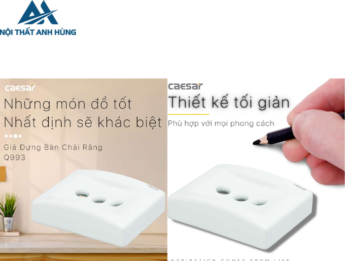 Giá Đựng Bàn Chải Đánh Răng CAESAR Q993 3 Lỗ