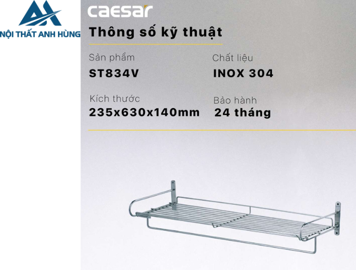 Giá Treo Khăn CAESAR ST834V Hai Tầng