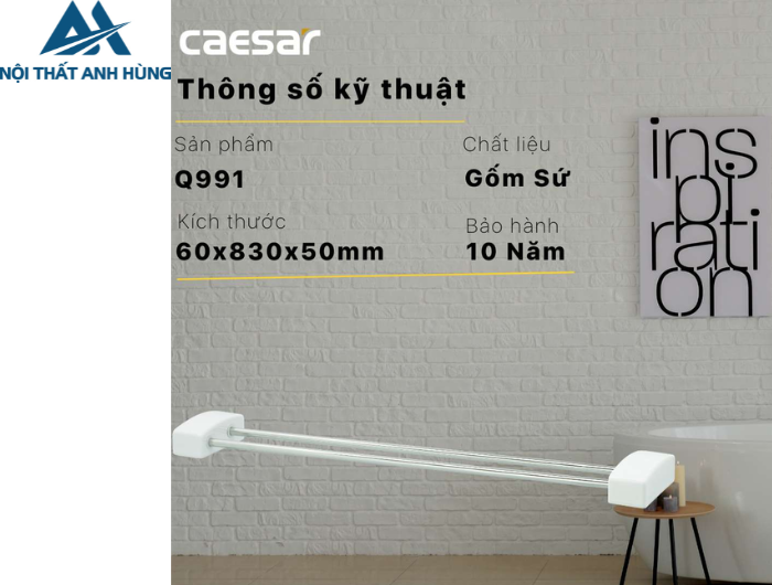 Giá Treo Khăn Inox CAESAR Q991 Một Tầng