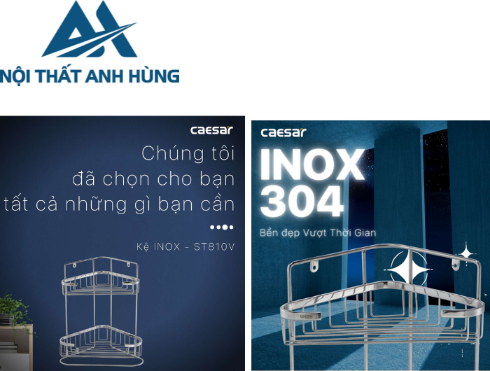 Kệ Inox Góc 2 Tầng CAESAR ST810V