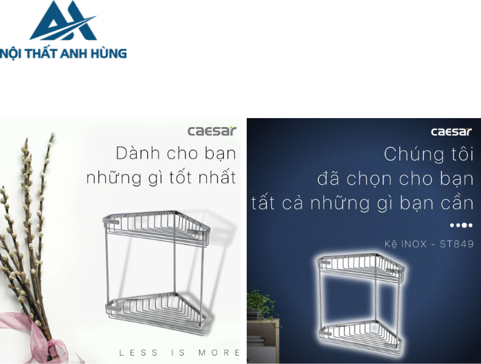 Kệ Inox Góc 2 Tầng CAESAR ST849