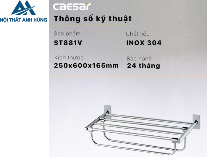 Kệ Treo Khăn Inox Caesar ST881V