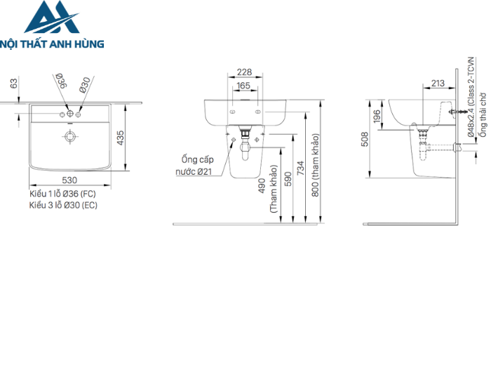 Lavabo Inax L-312V Treo Tường