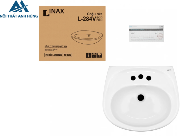 Lavabo Treo Tường Inax L-284V/L-284VD Kèm Chân Dài
