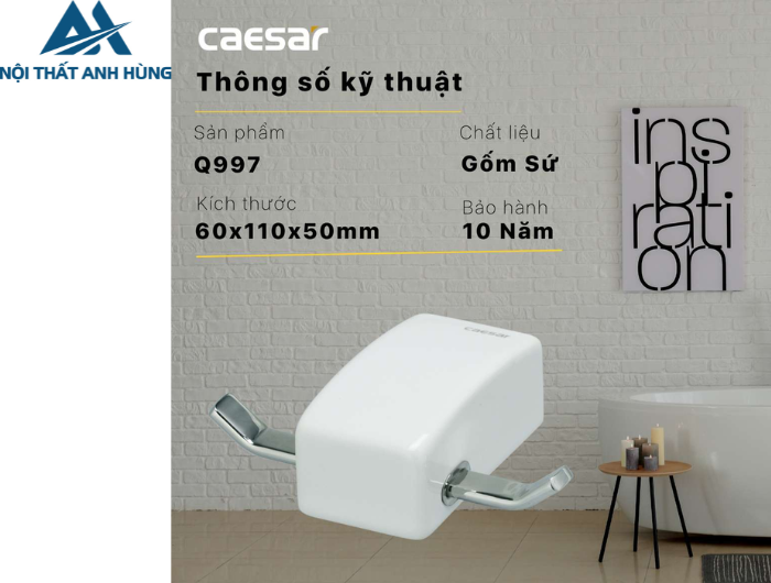 Móc Treo Áo Sứ Inox CAESAR Q997