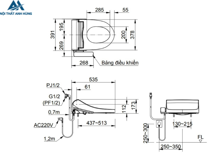 Nắp Bồn Cầu Điện Tử INAX CW-H18VN