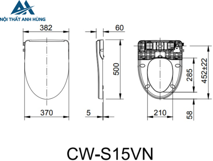 Nắp Bồn Cầu Rửa Cơ INAX CW-S15VN 2 Chế Độ