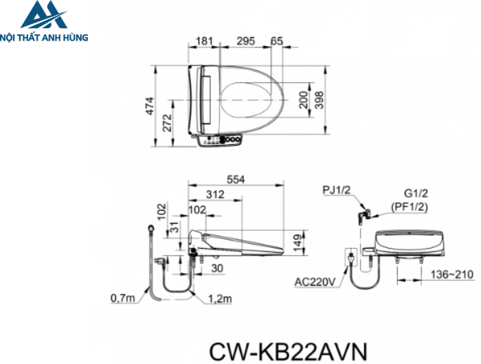 Nắp Điện Tử INAX CW-KA22AVN Bảng Điều Khiển Từ Xa