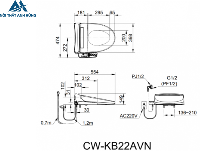 Nắp Điện Tử INAX CW-KB22AVN