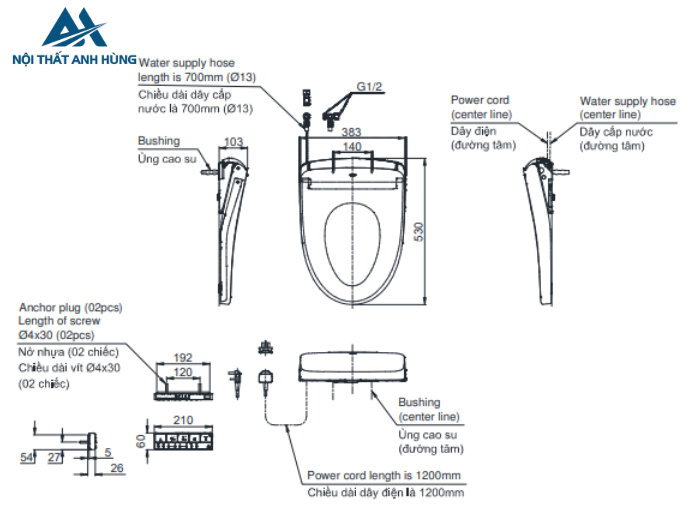 Nắp rửa điện tử WASHLET TOTO TCF47360GAA dòng S7