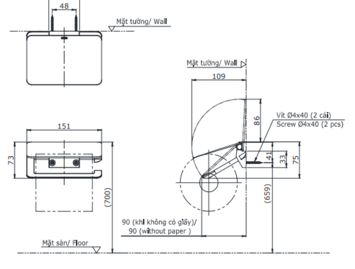 Móc Treo Giấy Vệ Sinh TOTO YH902V#BGP Màu Xám Than Chì Mờ