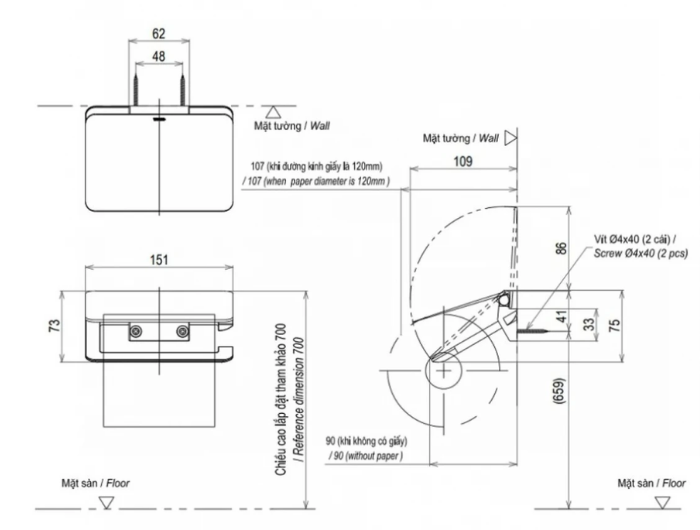Móc Treo Giấy Vệ Sinh TOTO YH902V#MBL Màu Đen Mờ