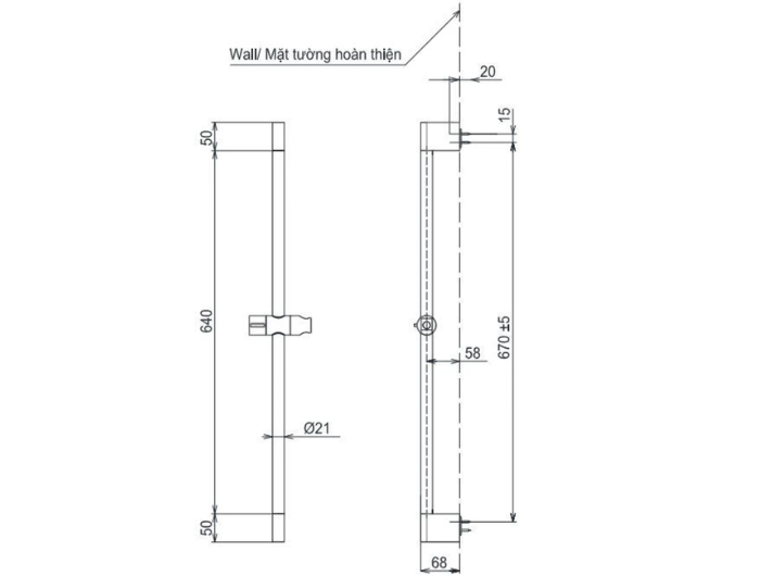 Thanh Trượt Sen Tắm TOTO TBW07019A 740mm