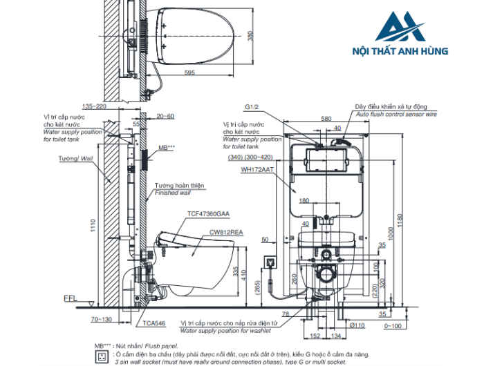 Bàn cầu treo tường TOTO kết hợp nắp rửa điện tử WASHLET CW812REA/TCF47360GAA/WH172AAT/TCA546/MB171P#SS