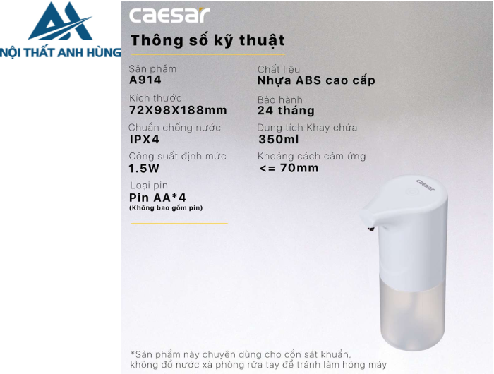 Bình Xịt Cồn Caesar A914 Tự Động Dùng PIN