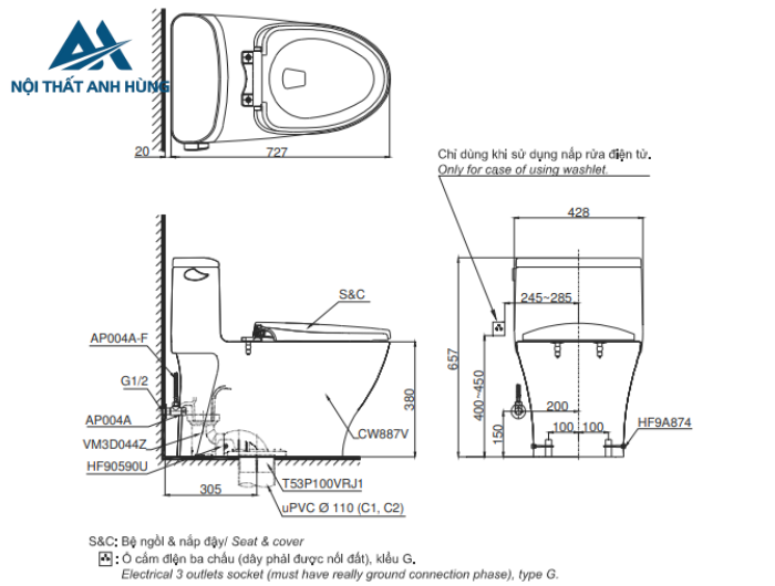 Bồn cầu 1 khối TOTO MS887RT2 nắp đóng êm TC393VS