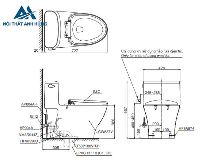 Bồn cầu 1 khối TOTO MS887RT8 nắp đóng êm TC600VS