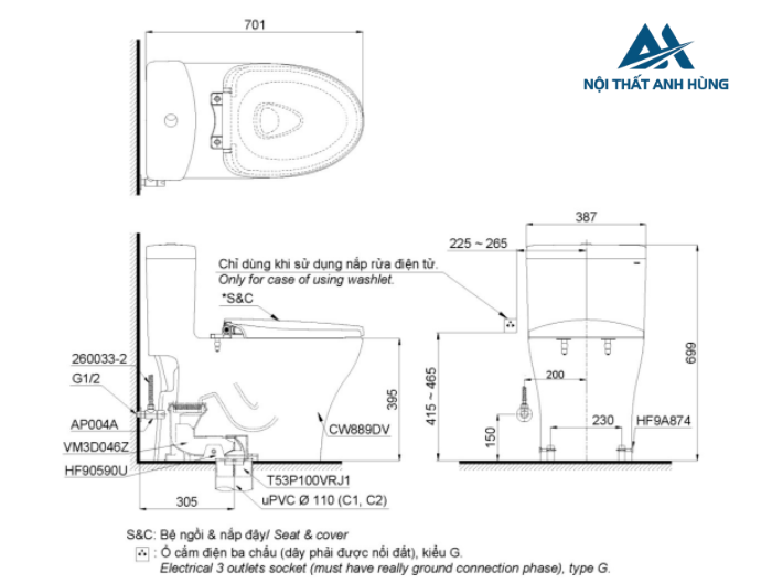 Bồn cầu 1 khối TOTO MS889DRT8