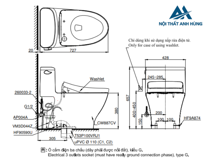 Bồn cầu TOTO MS887CRW17 1 khối nắp điện tử Washlet