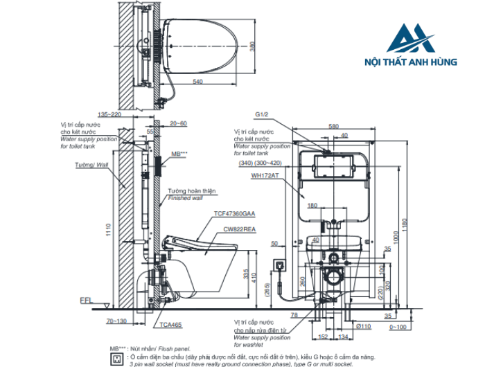Bồn cầu treo tường TOTO CW822REA TCF47360GAA WH172AT TCA465 MB175M#SS