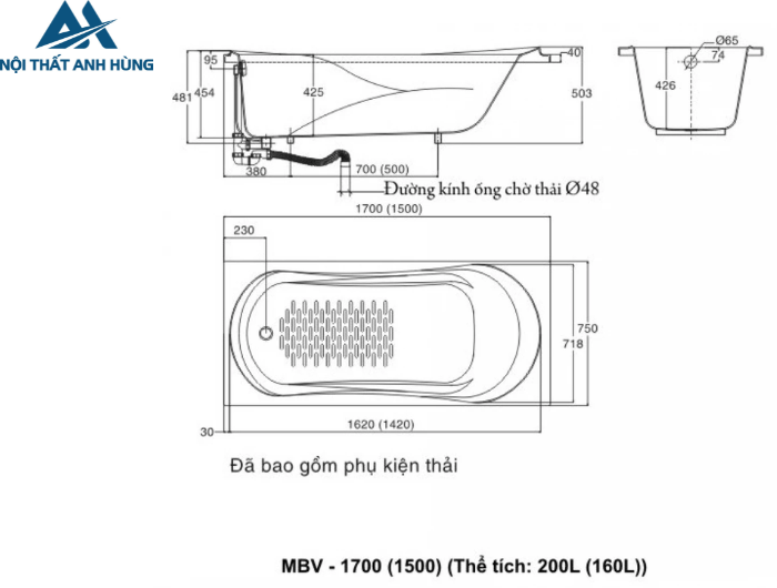 Bồn Tắm Inax MBV-1700  Xây 1.7M Galaxy