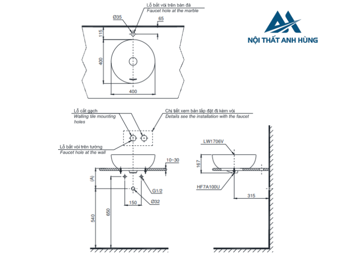 Chậu rửa lavabo đặt bàn TOTO LT1706