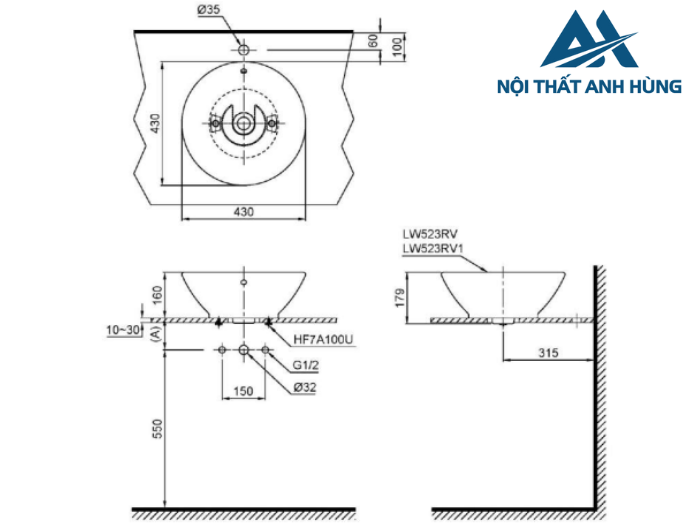 Chậu rửa lavabo đặt bàn TOTO LT523S