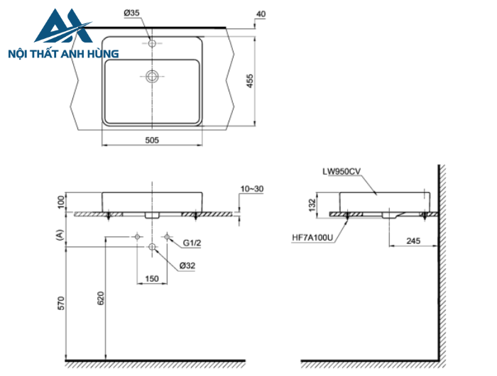 Chậu rửa lavabo đặt bàn TOTO LT950C