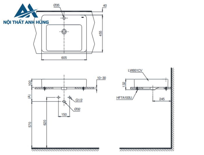 Chậu rửa lavabo đặt bàn TOTO LT951C