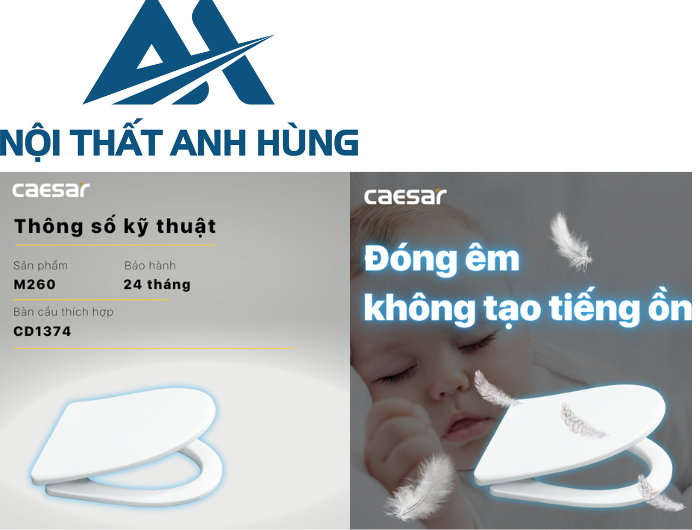 Nắp Bàn Cầu Caesar M260 Rơi Êm (CD1374)