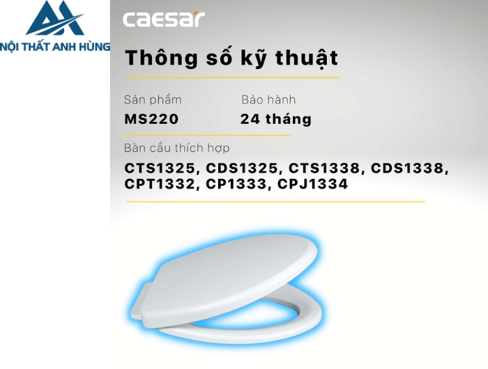 Nắp Bàn Cầu CAESAR MS220 Nắp Rơi Êm (CDS1325 CTS1325 CDS1338 CTS1338)