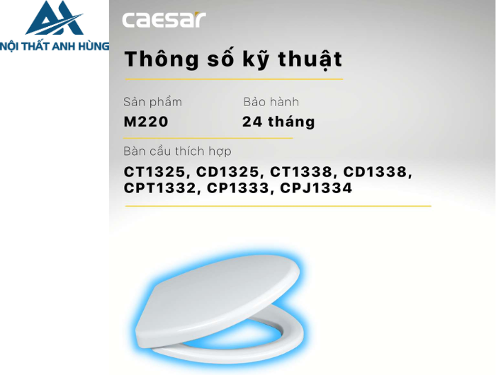 Nắp Bàn Cầu Thường CAESAR M220  CD1325 CD1338 CT1325 CT1338 CP1333 CPT1332