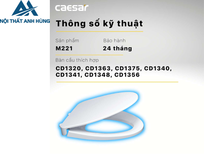 Nắp Êm Bàn Cầu CAESAR M221 (CD1320 CD1363 CD1375 CD1340 CD1341 CD1348 CD1356)