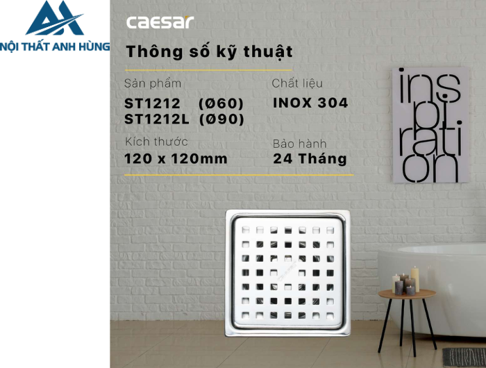 Phễu Thoát Sàn CAESAR ST1212 (Ø60)
