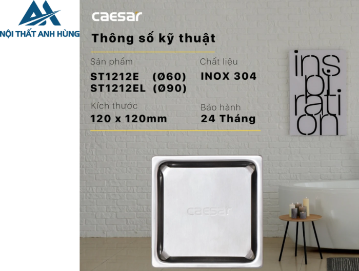Phễu Thoát Sàn CAESAR ST1212EL (Ø90)