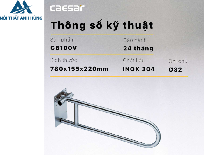 Thanh Vịn Inox CAESAR GB100V