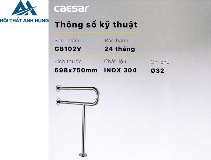 Thanh Vịn Inox CAESAR GB102V Cho Người Già
