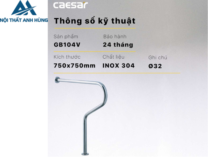 Thanh Vịn Inox CAESAR GB104V Cho Người Già