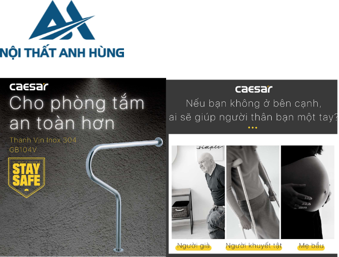 Thanh Vịn Inox CAESAR GB104V Cho Người Già