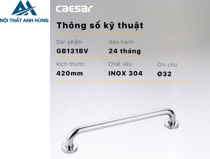 Thanh Vịn Inox CAESAR GB131BV Gắn Tường 