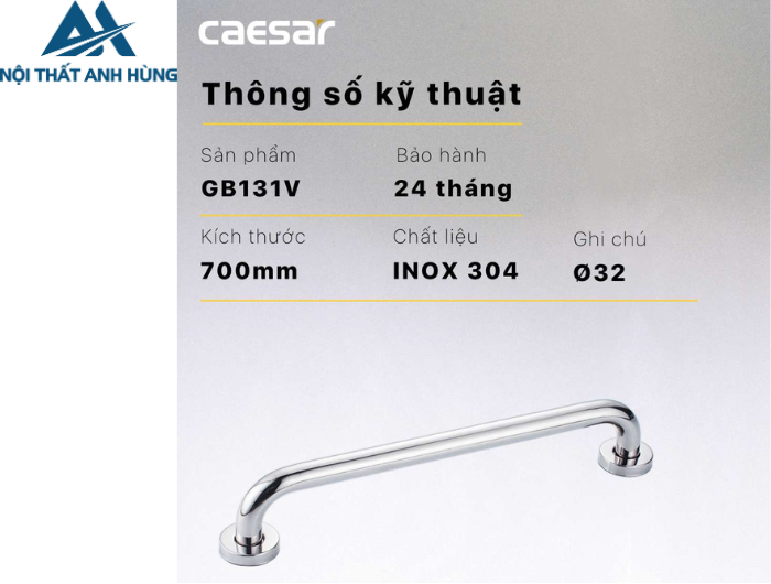 Thanh Vịn Inox CAESAR GB131V Cho Người Già