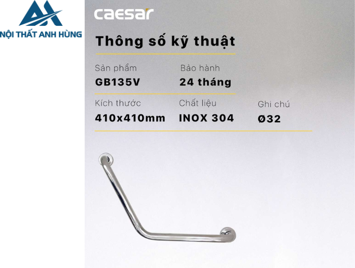 Thanh Vịn Inox CAESAR GB135V Cho Người Già